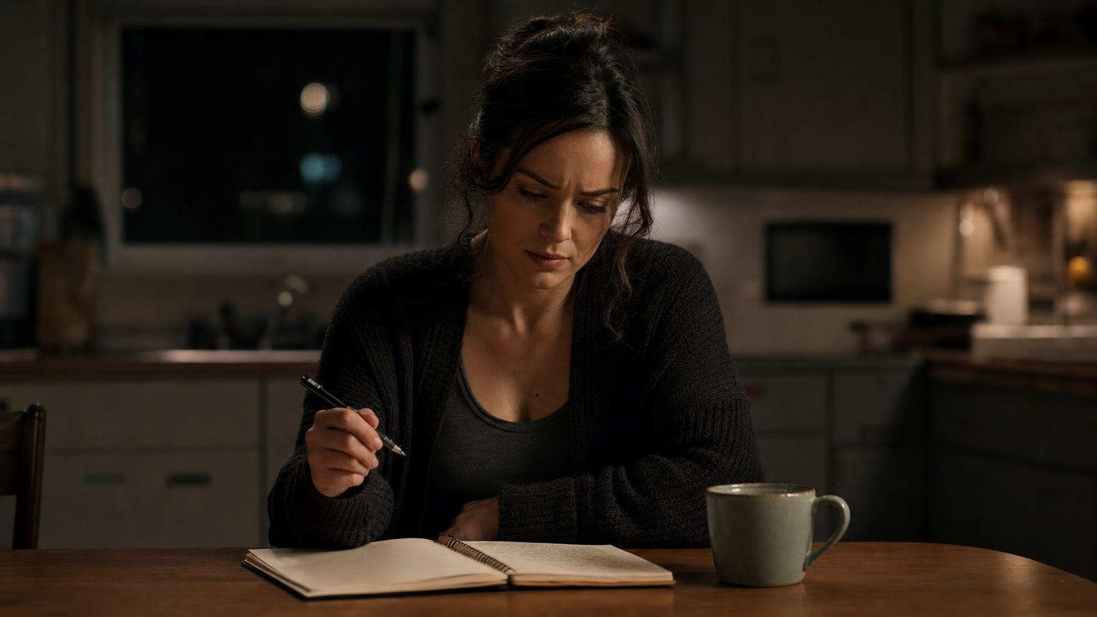 Writer pausing mid-sentence while crafting a chapter ending that keeps readers turning the page