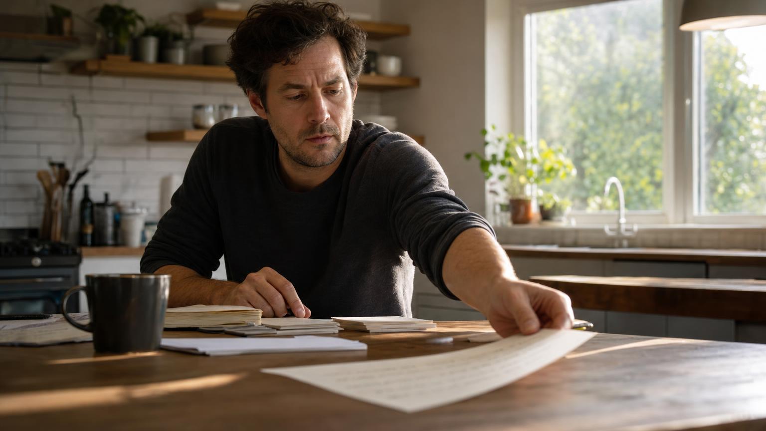 Writer completing a one-page beat sheet while learning how to outline a novel in a single afternoon