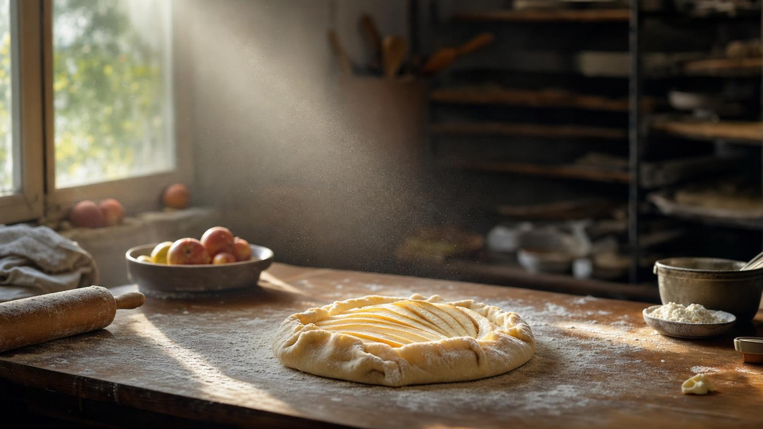 Bakery kitchen scene illustrating story structure for beginners through a baker's transformation across three acts